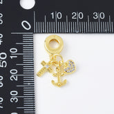 18K Gold Filled Cross/Anchor/Heart Theme Rondelle Bail Drop Charm Pendant for Necklace Bracelet Jewelry Making Supply, 25x19mm, CP2119